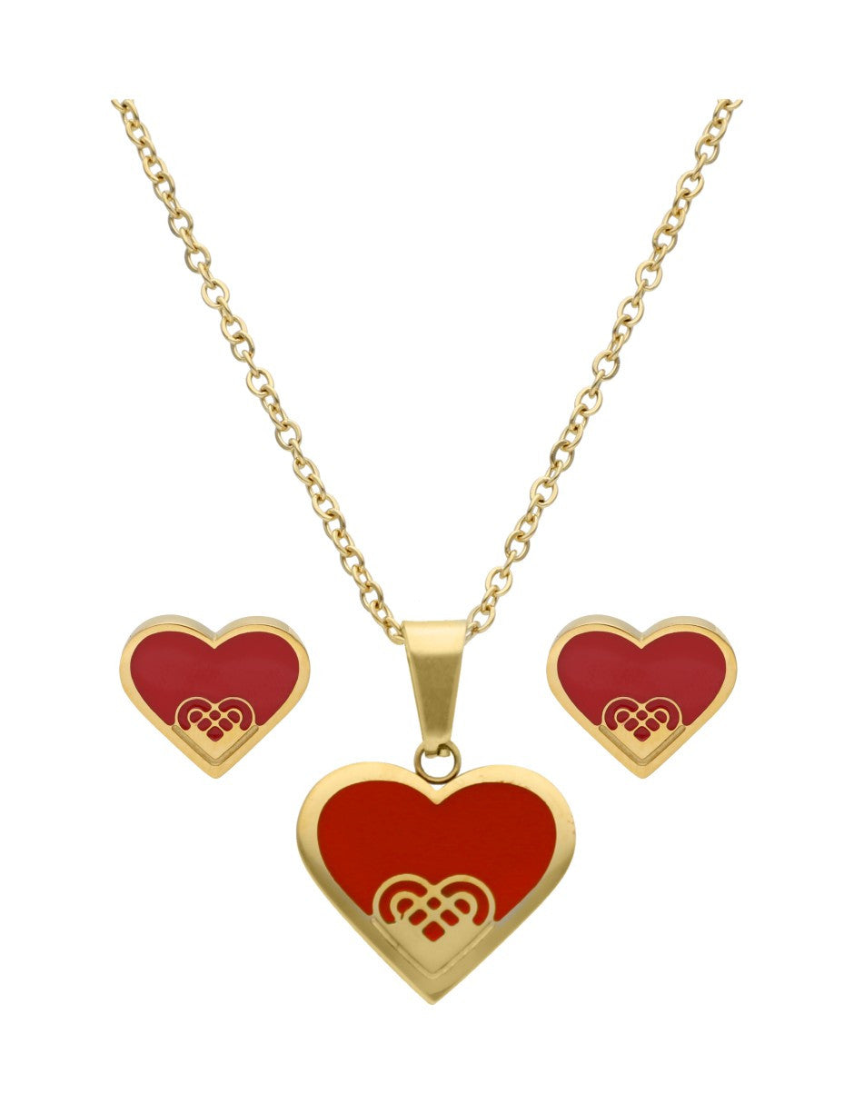 Collar y Aretes NUVI Corazón