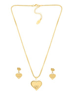 Collar y Aretes NUVI Corazón Grande Metálico