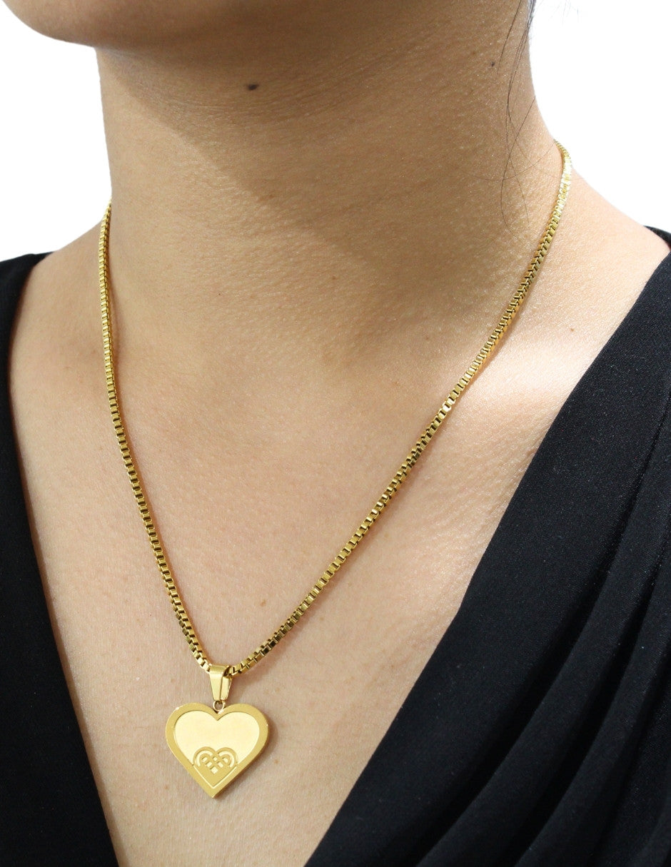 Collar y Aretes NUVI Corazón Grande Metálico