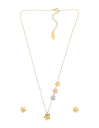 Collar y Aretes NUVI Flor con Flores Tricolor