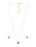 Collar y Aretes NUVI Flor Rosa
