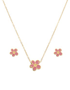 Collar y Aretes NUVI Flor Rosa