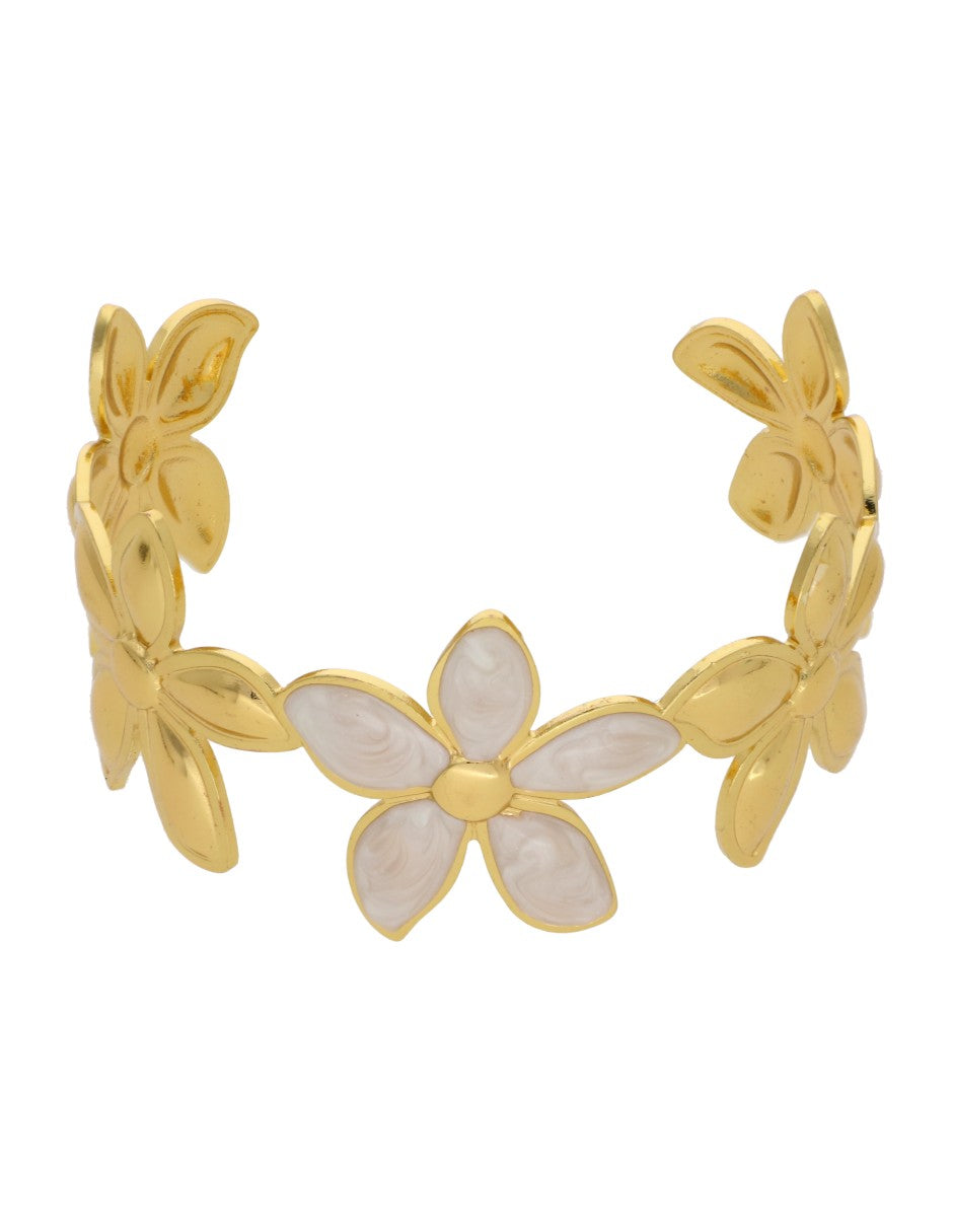 Pulsera Esmalte Beige y Dorado