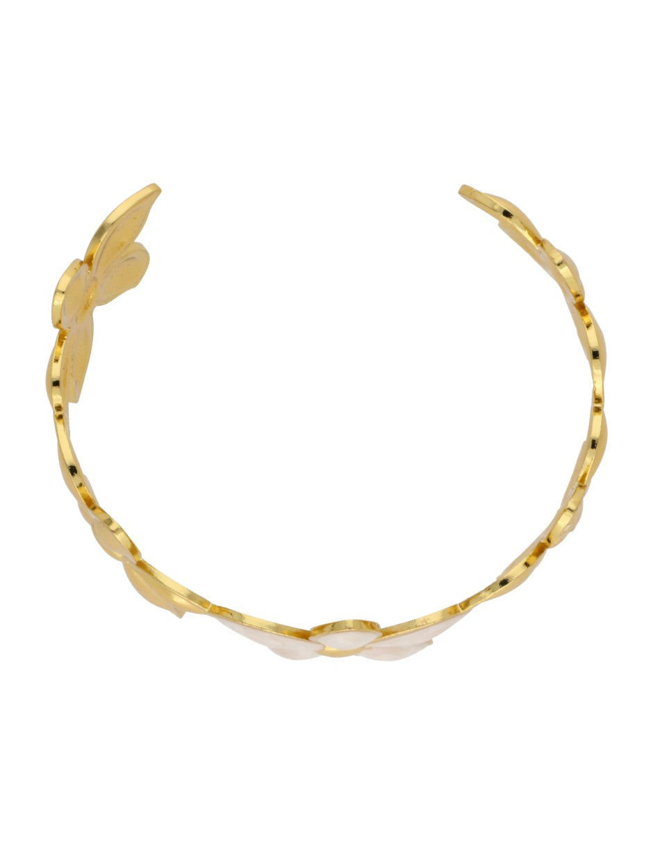 Pulsera Esmalte Beige y Dorado