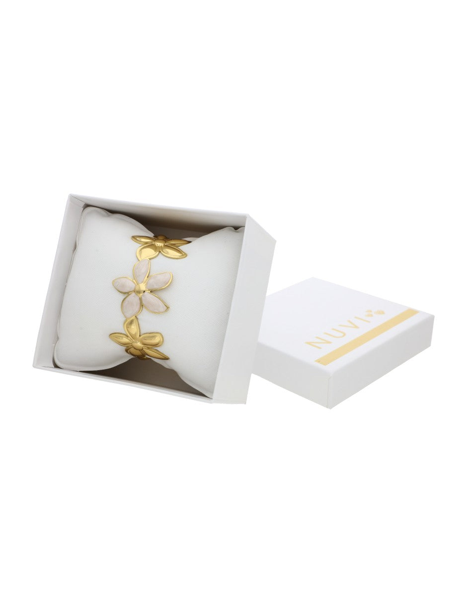 Pulsera Esmalte Beige y Dorado