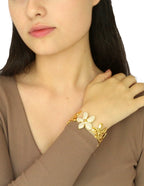 Pulsera Esmalte Beige y Dorado