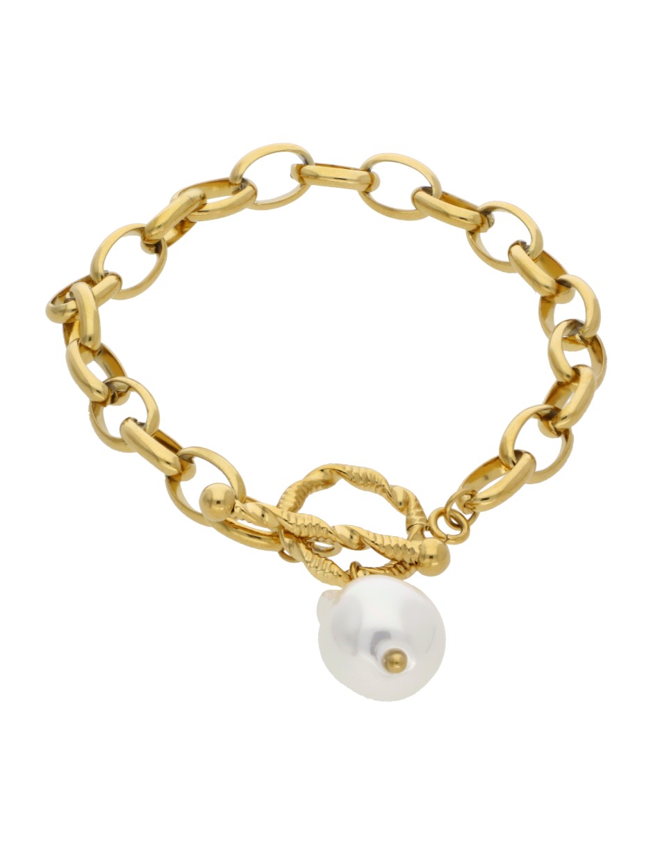 Pulsera Cadenita Dorado Perla