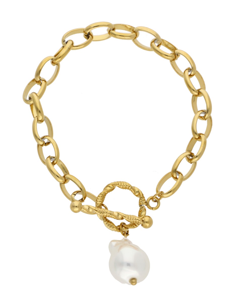 Pulsera Cadenita Dorado Perla