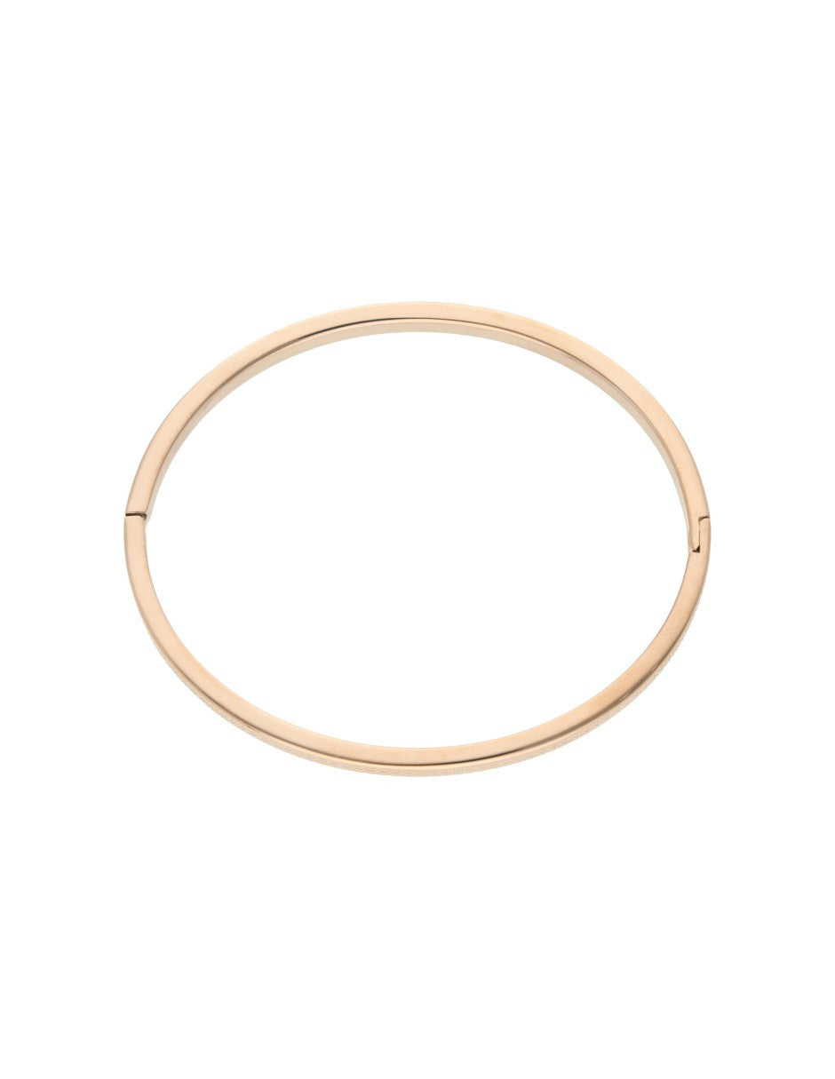 Brazalete Delgada Redondos Grabado Oro Rosa