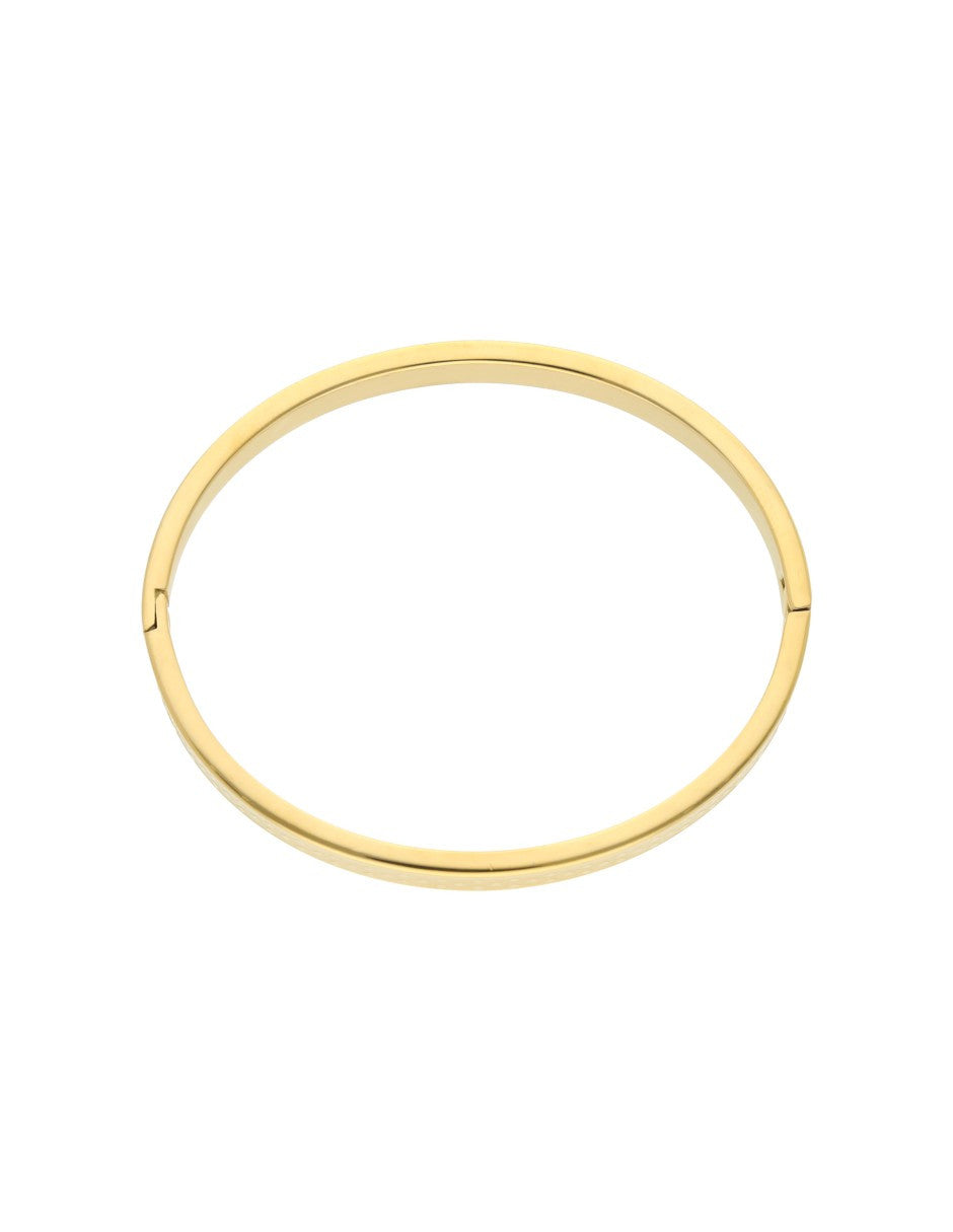 Brazalete Delgada Rombos Grabado Dorado