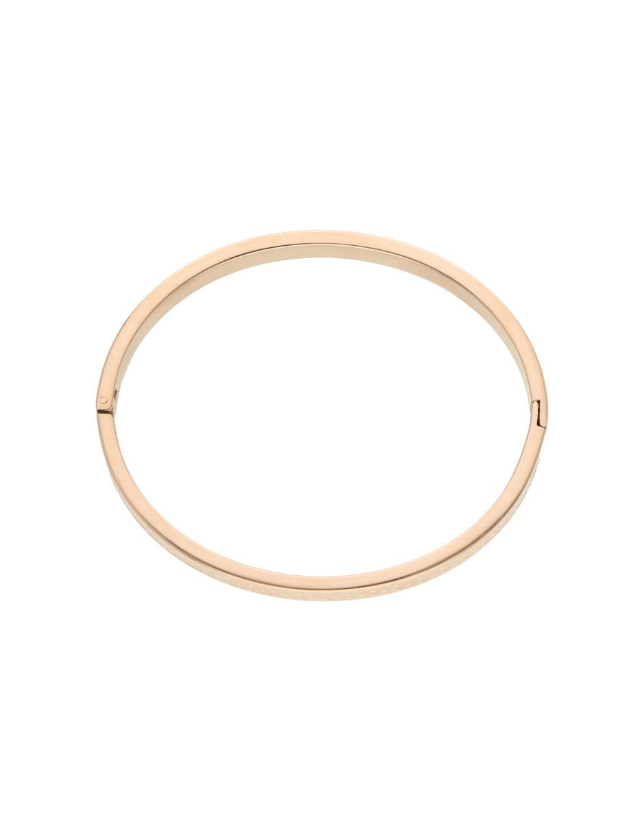 Brazalete Delgada Rombos Grabado Oro Rosa