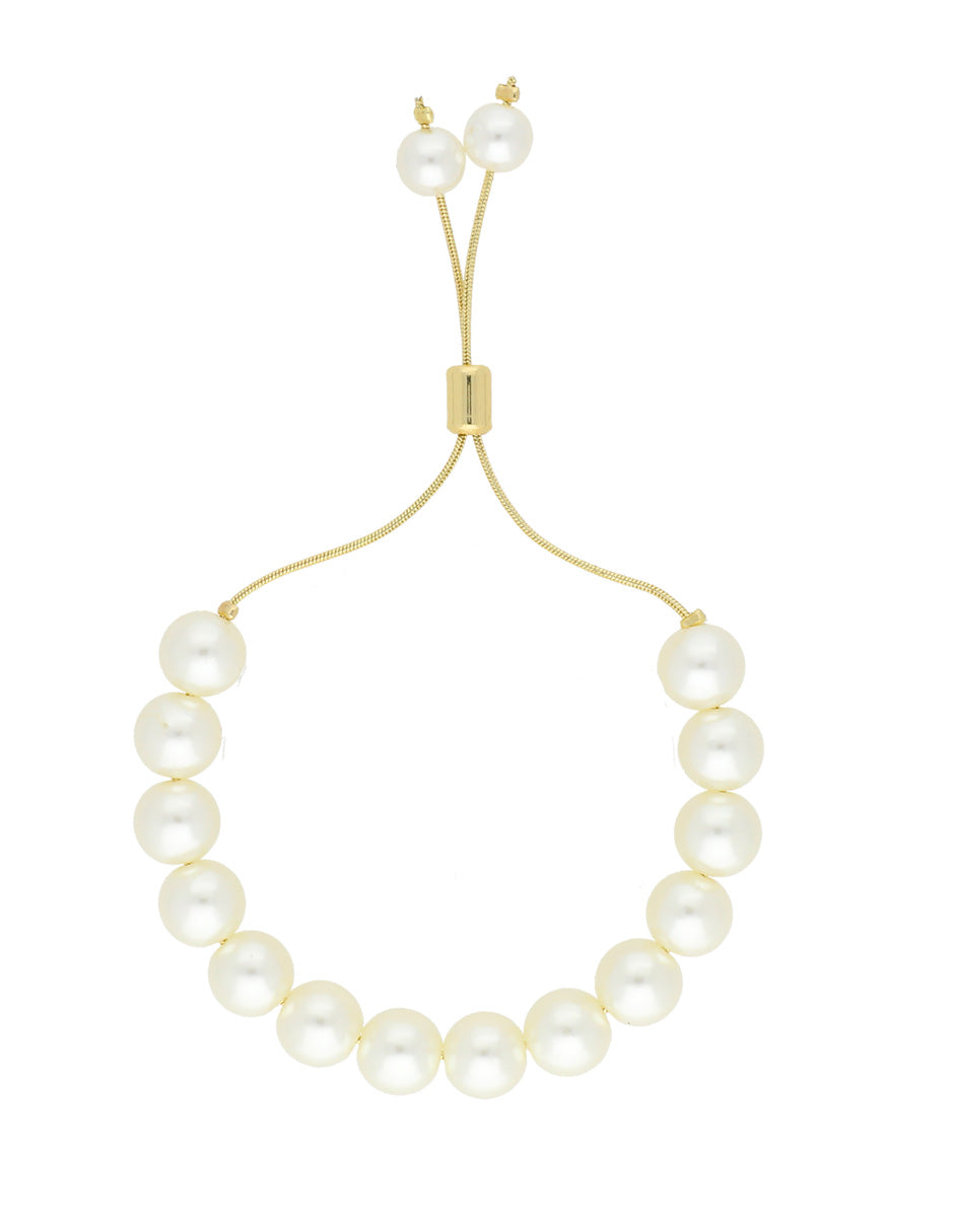 Pulsera Chapa Perlitas Sinteticas