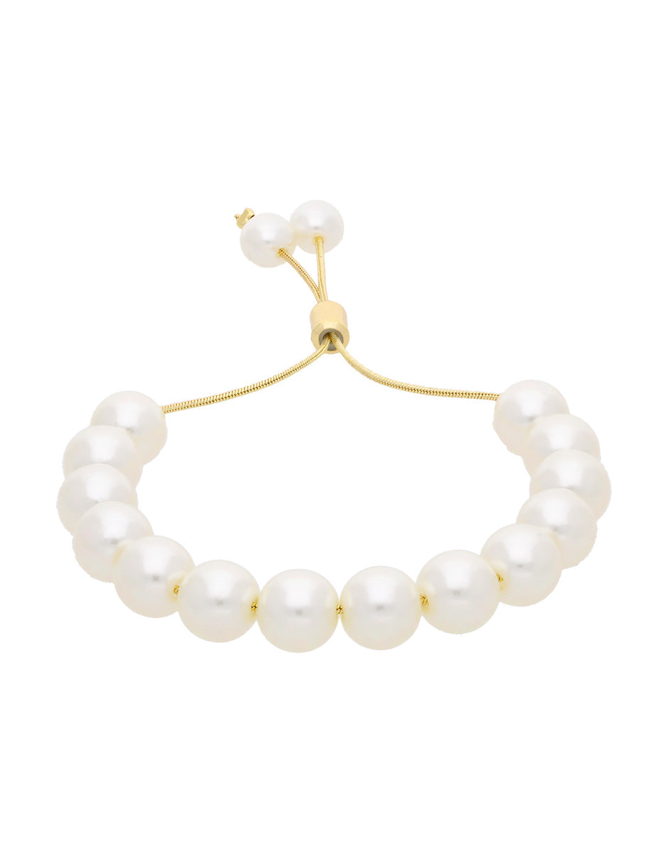 Pulsera Chapa Perlitas Sinteticas