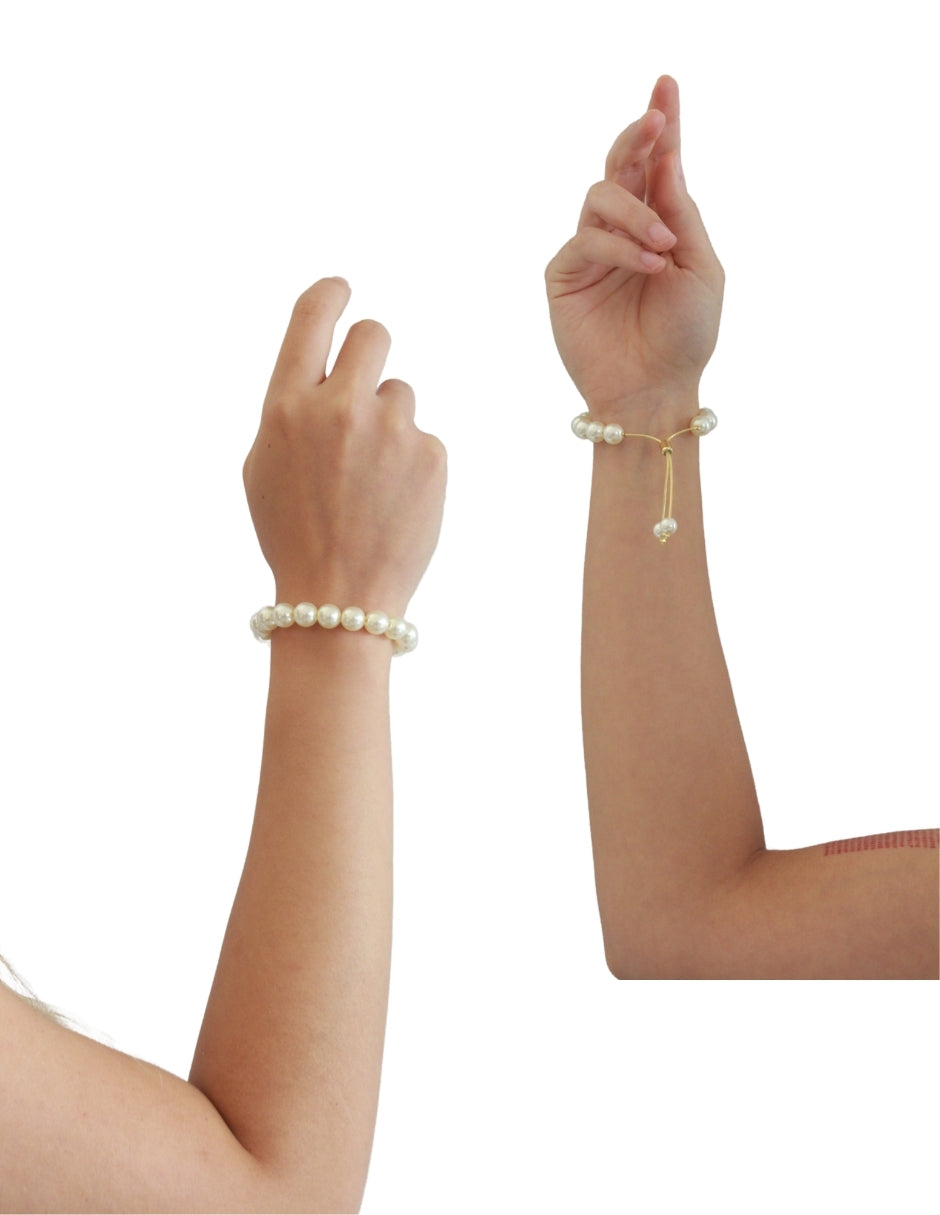 Pulsera Chapa Perlitas Sinteticas