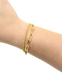 Damas Tendencia Pulsera Acero Inoxidable 2 Cadenas Dorado