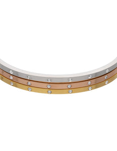 Brazalete Fin de semana Acero Inoxidable Lisa Cristales Tricolor