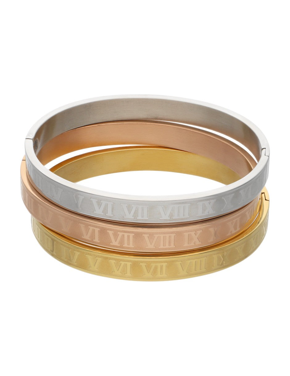 Brazalete Fin de semana Acero Inoxidable Gruesa Numeros Romanos Tricolor