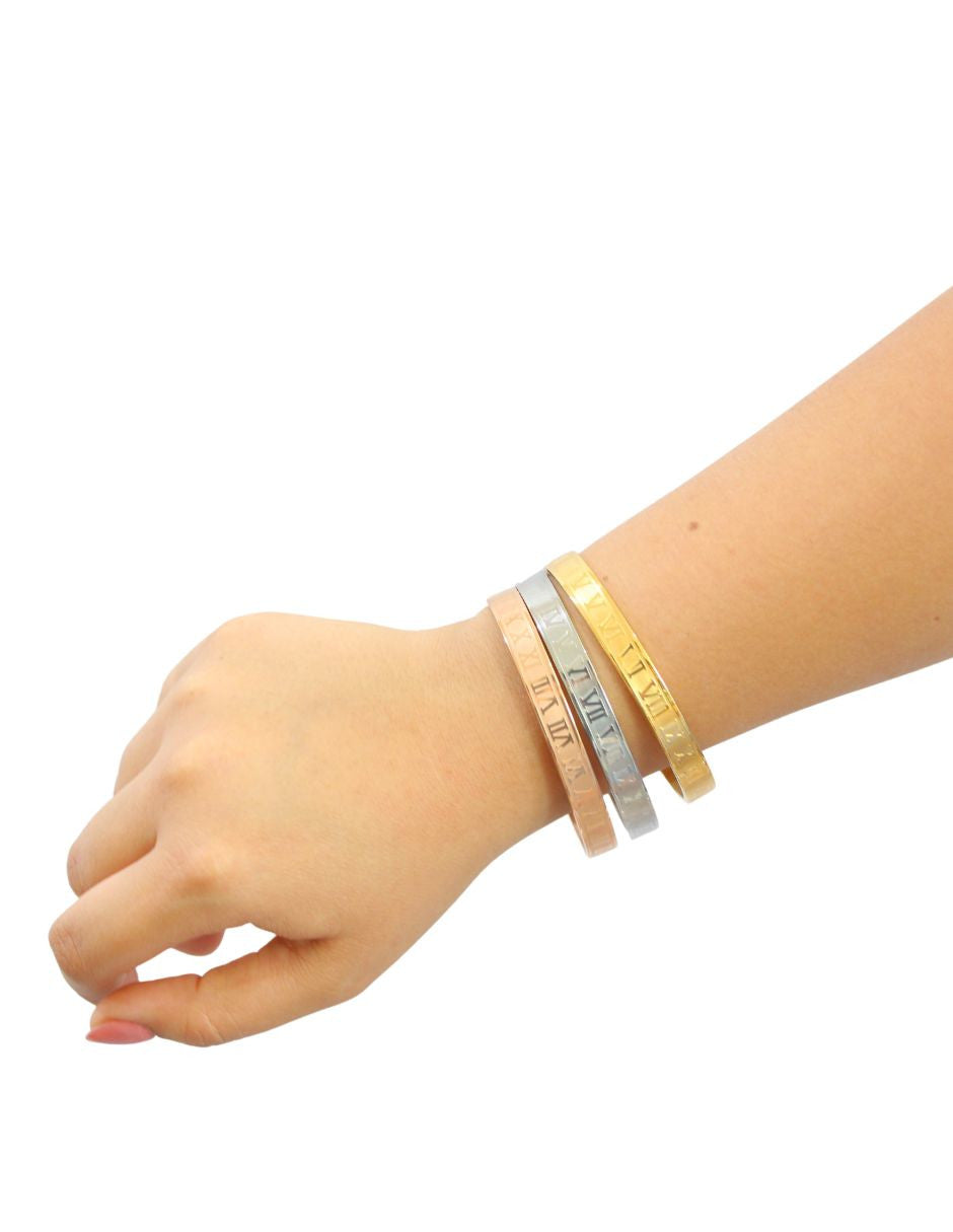 Brazalete Fin de semana Acero Inoxidable Gruesa Numeros Romanos Tricolor