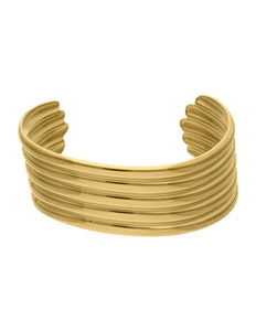 Brazalete Grueso Acero Inoxidable Wavy Dorado