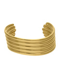 Brazalete Grueso Acero Inoxidable Wavy Dorado