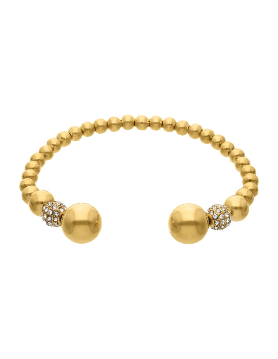 Brazalete Acero Inoxidable Esferas Bola Dorado