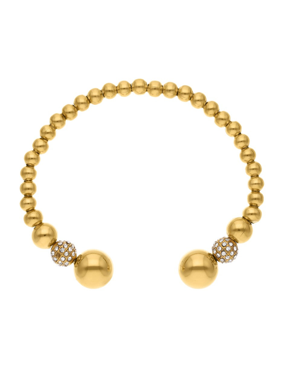 Brazalete Acero Inoxidable Esferas Bola Dorado