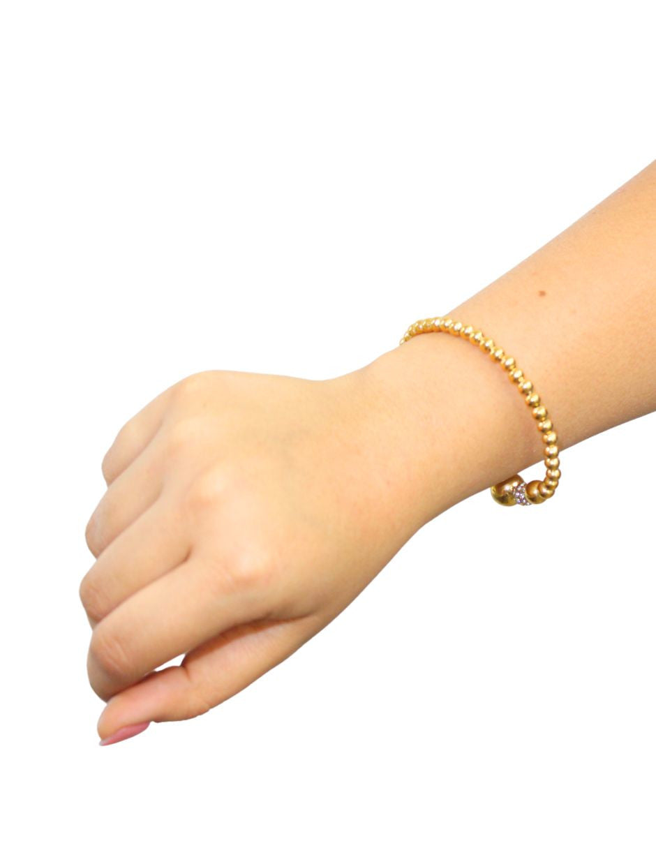 Brazalete Acero Inoxidable Esferas Bola Dorado