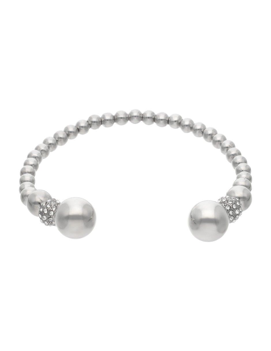 Brazalete Acero Inoxidable Esferas Bola Plateado