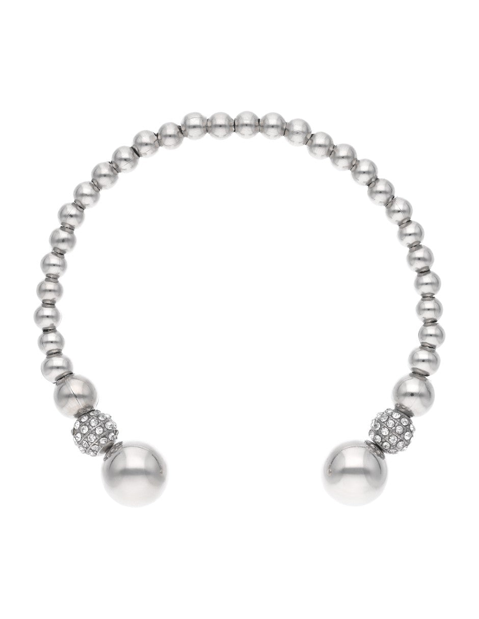 Brazalete Acero Inoxidable Esferas Bola Plateado