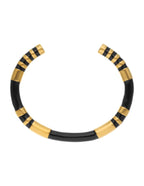 Brazalete Ceramica Negra Detalles Dorado