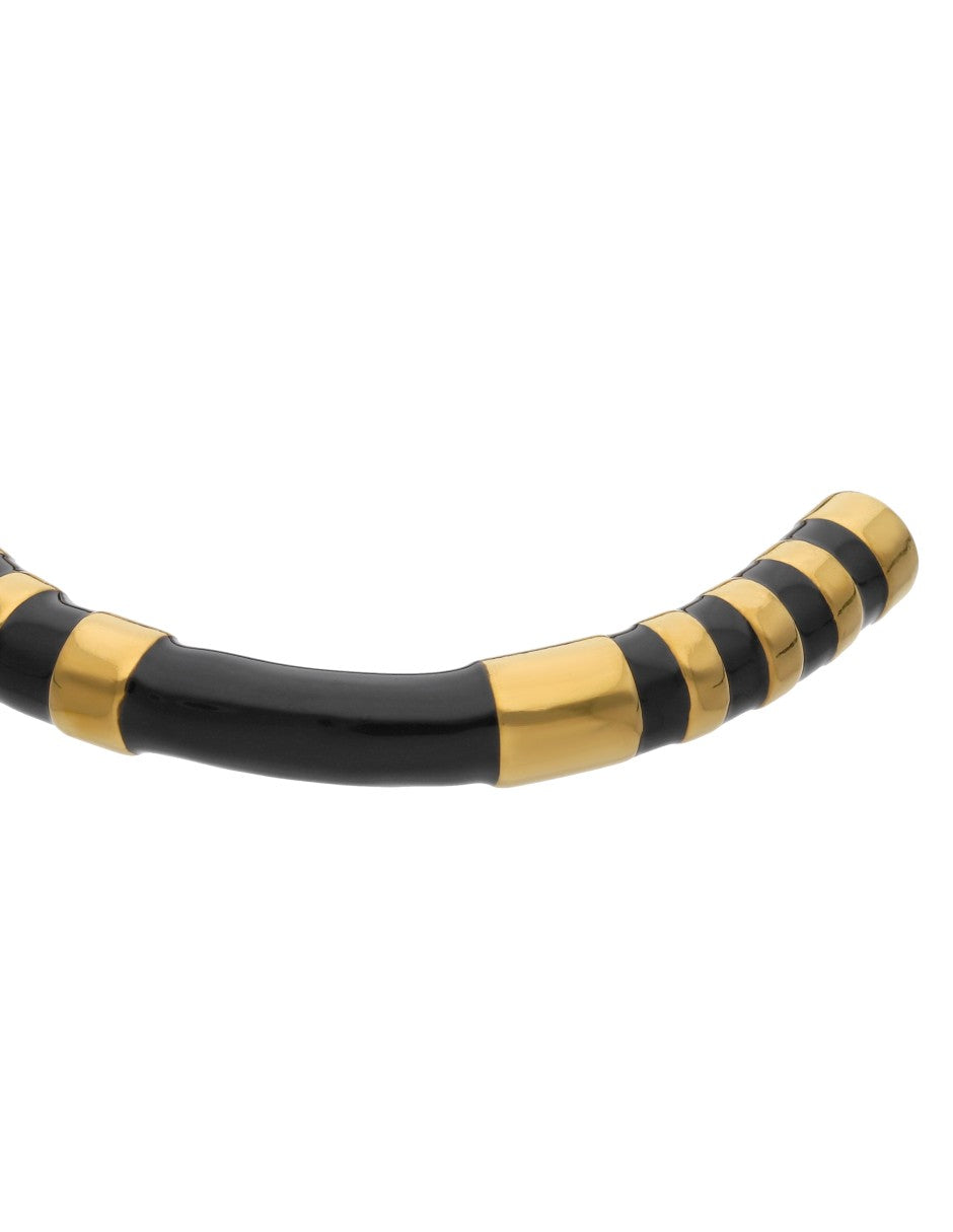 Brazalete Ceramica Negra Detalles Dorado