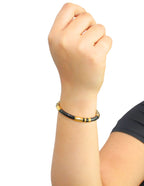 Brazalete Ceramica Negra Detalles Dorado
