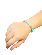 Brazalete Ceramica Turquesa Detalles Dorado