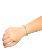 Brazalete Ceramica Turquesa Detalles Dorado