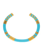 Brazalete Ceramica Turquesa Detalles Dorado