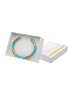 Brazalete Ceramica Turquesa Detalles Dorado