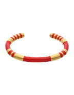 Brazalete Ceramica Roja Detalles Dorado
