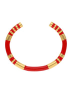 Brazalete Ceramica Roja Detalles Dorado