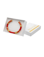 Brazalete Ceramica Roja Detalles Dorado