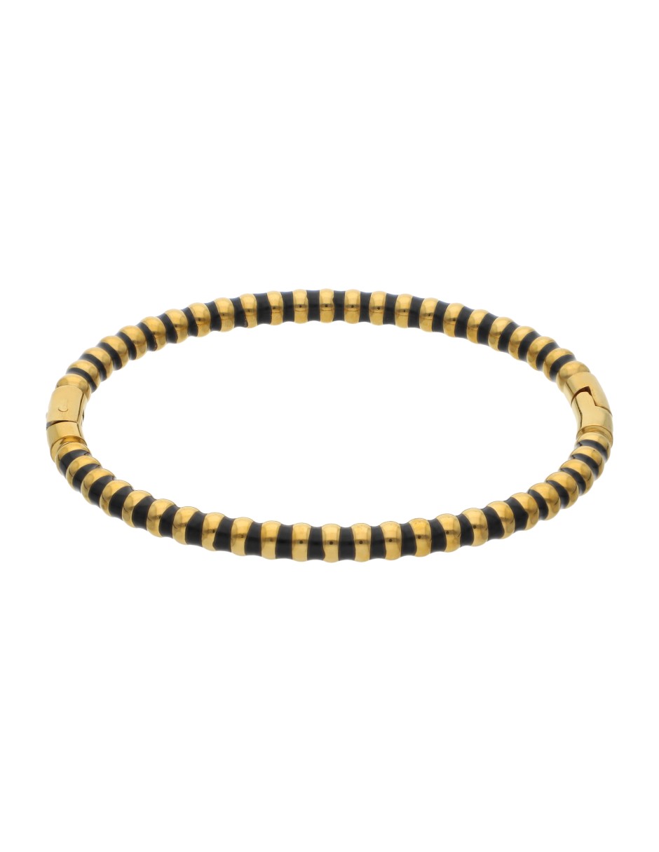 Brazalete Chapa Intercalado Negro Dorado