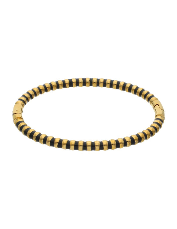 Brazalete Chapa Intercalado Negro Dorado