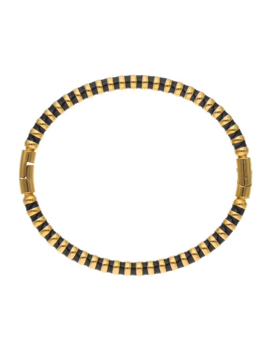 Brazalete Chapa Intercalado Negro Dorado