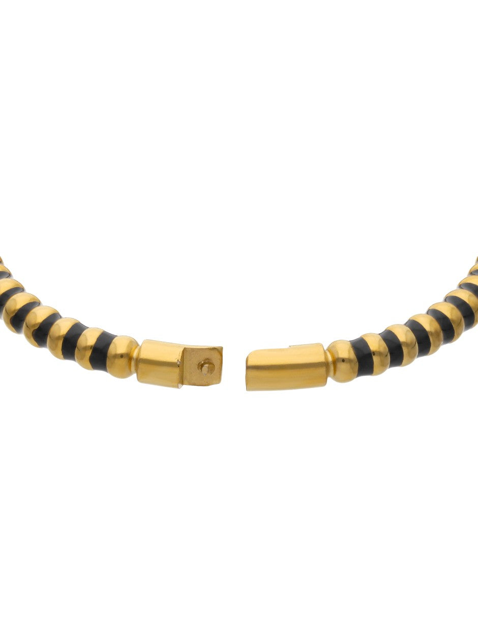 Brazalete Chapa Intercalado Negro Dorado