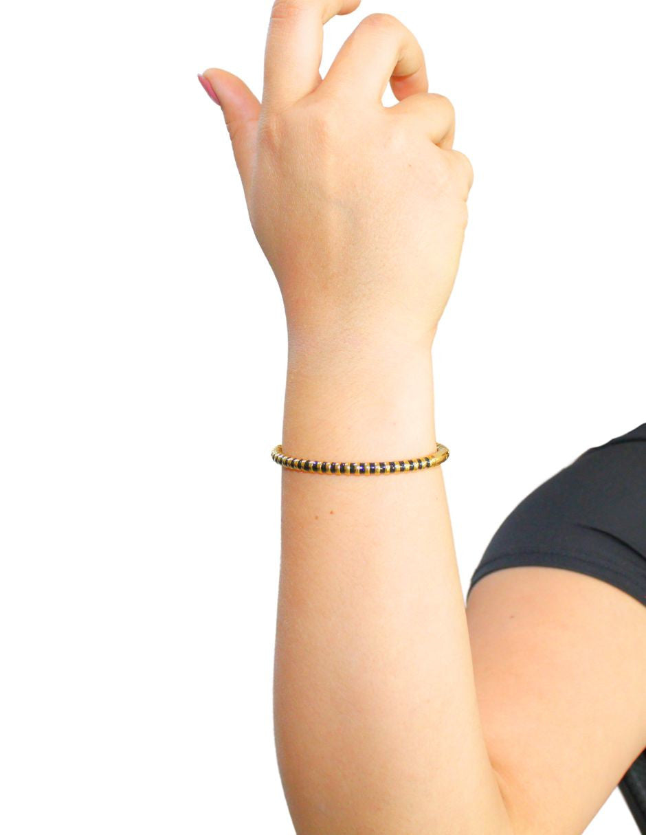 Brazalete Chapa Intercalado Negro Dorado