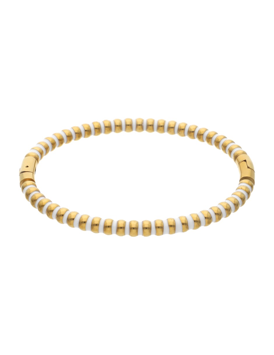 Brazalete Chapa Intercalado Blanco Dorado