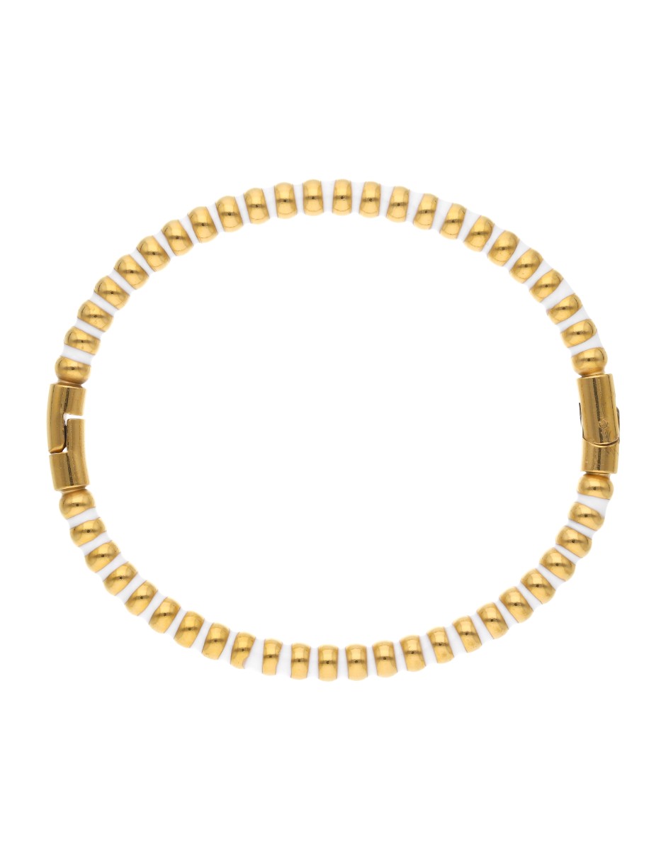 Brazalete Chapa Intercalado Blanco Dorado