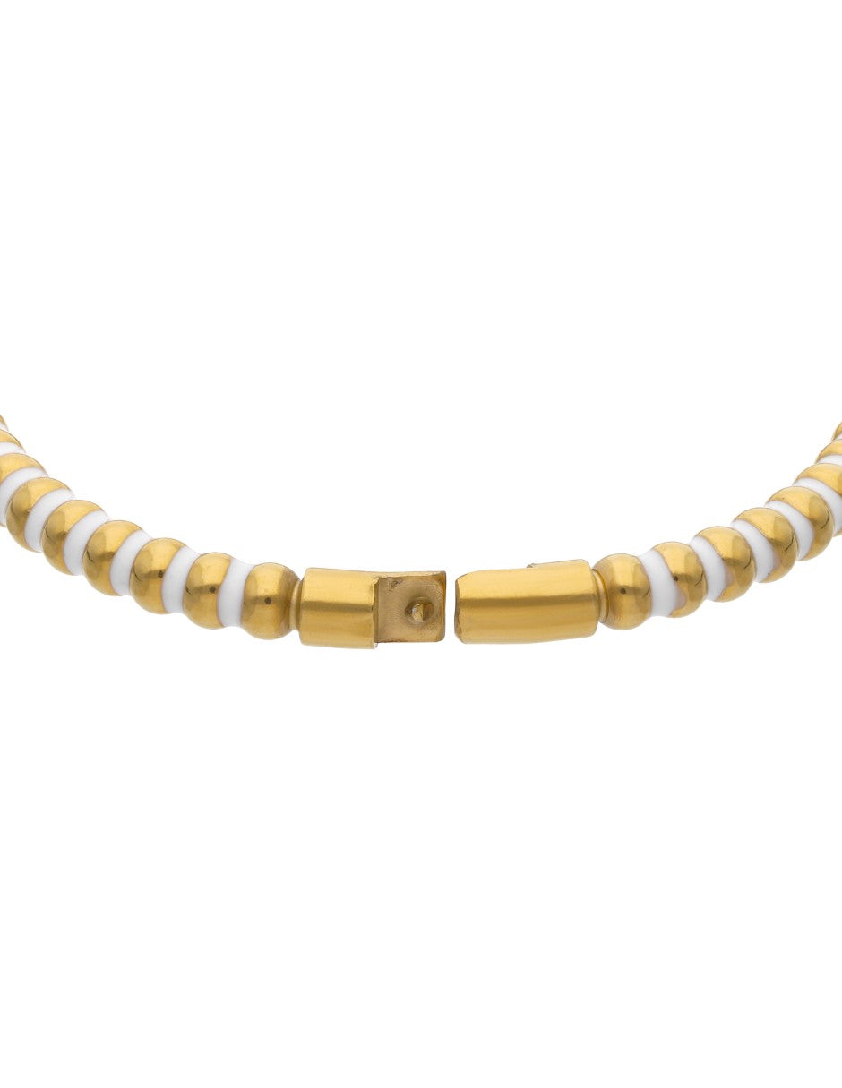 Brazalete Chapa Intercalado Blanco Dorado