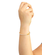 Brazalete Chapa Intercalado Blanco Dorado