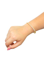 Brazalete Chapa Intercalado Blanco Dorado