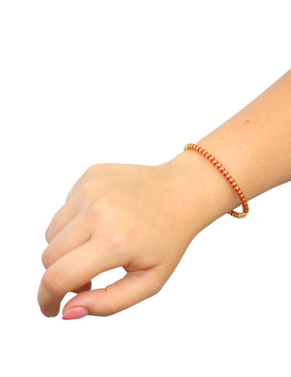 Brazalete Chapa Intercalado Rojo Dorado
